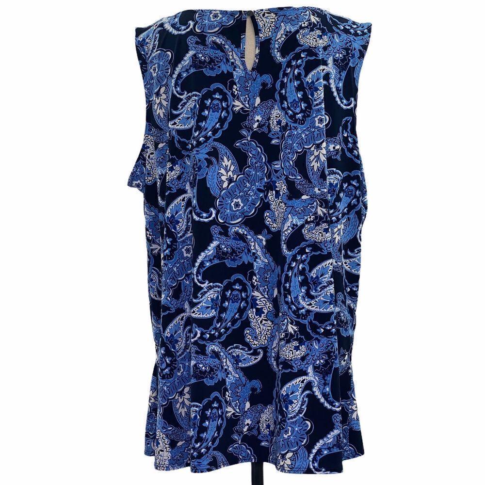 LIZ Claiborne Blue Paisley Sleeveless Blouse 1x - Picture 3 of 10